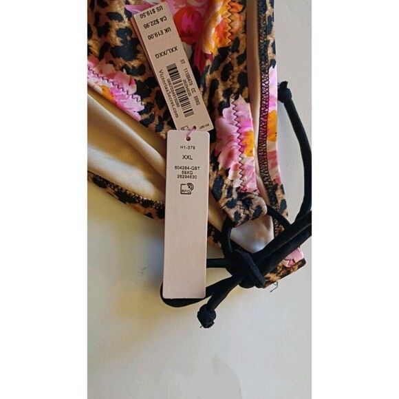 Victoria's Secret String Bikini Bottom Size XXL Floral Cheetah Animal Print NWT - Picture 4 of 9